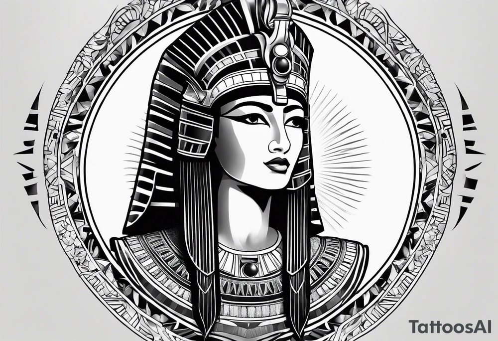 Sleeve with cleopatra, Horus tattoo idea