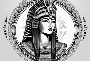 Sleeve with cleopatra, Horus tattoo idea