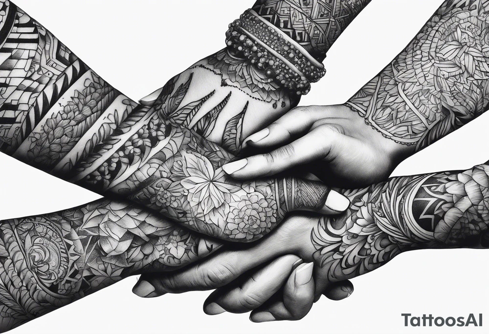 Hands overlapping each other tattoo idea