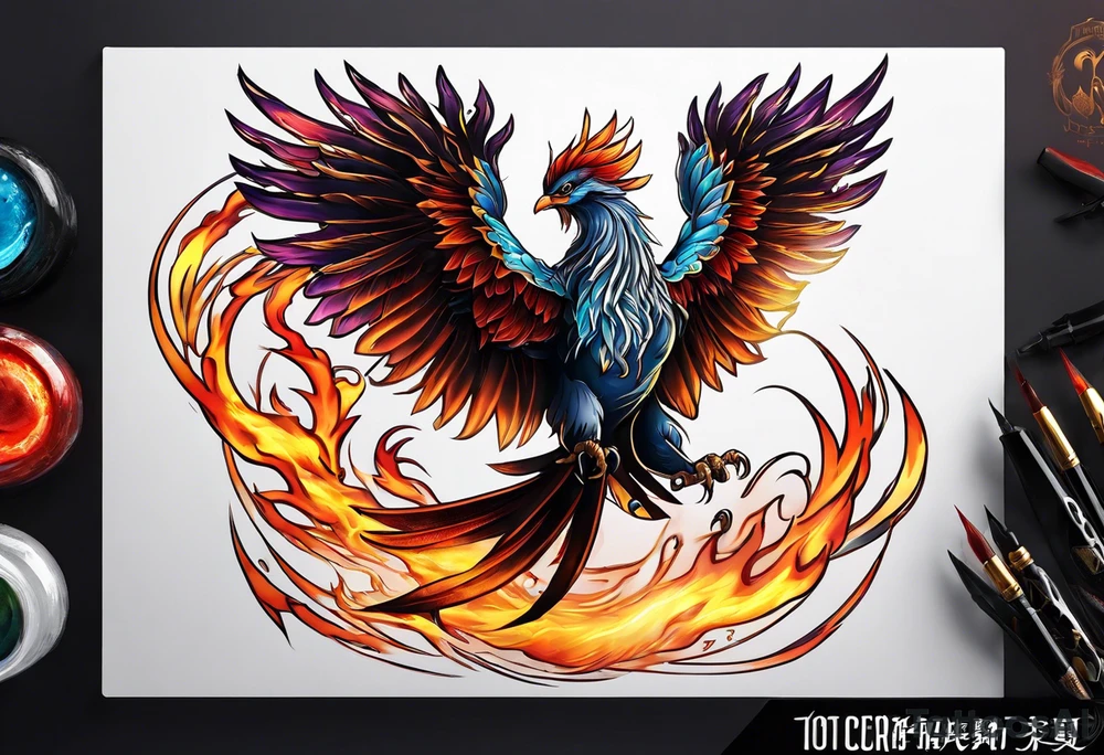 Phoenix riding from the ashes tattoo idea