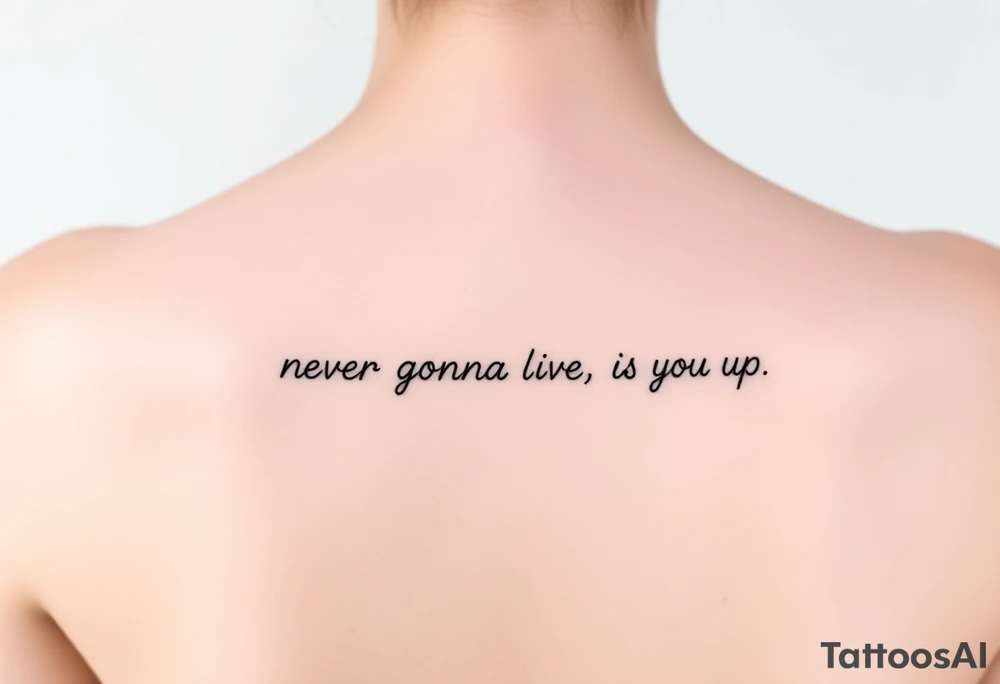 Young Rick Astley Meme Dance and Never Gonna Give You Up text tattoo idea