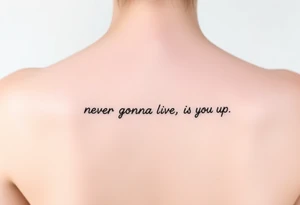 Young Rick Astley Meme Dance and Never Gonna Give You Up text tattoo idea