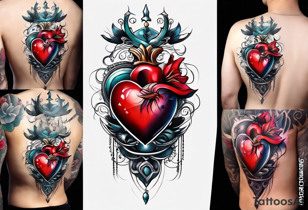 Heart with clock hands on 8 and 5 tattoo idea