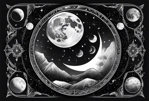 moon phases with constellations tattoo idea