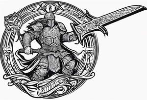 Valhalla sword warrior funeral tattoo idea