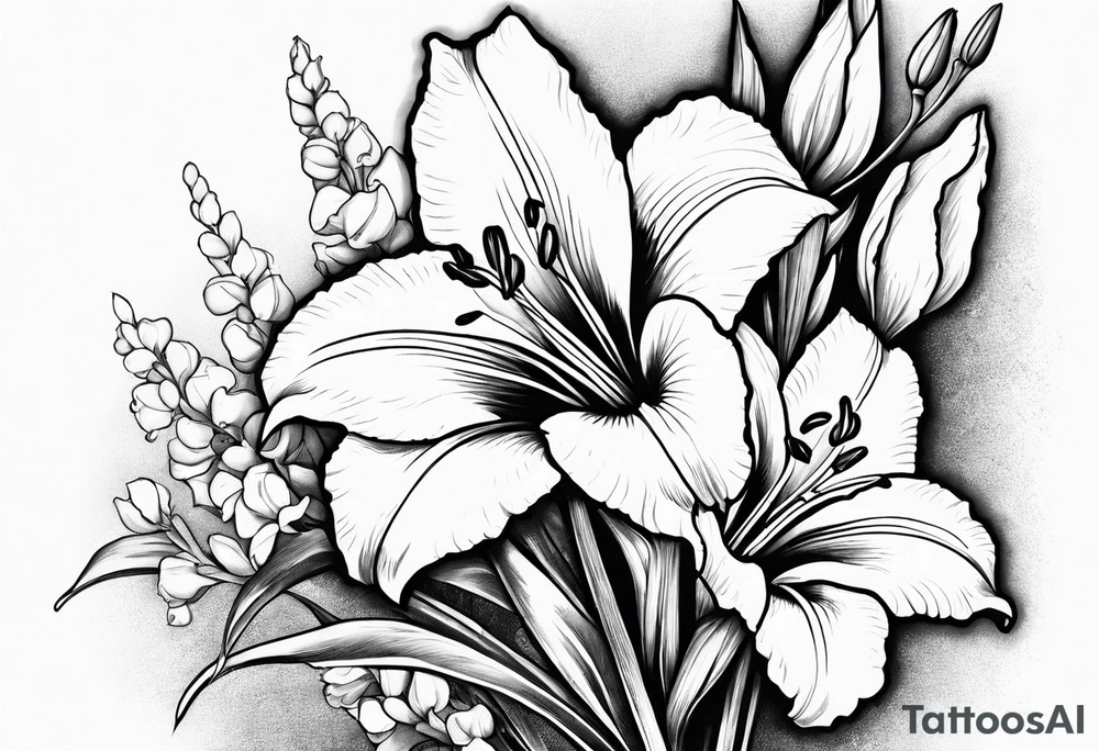 gladiolus and lilly of the valley tattoo idea