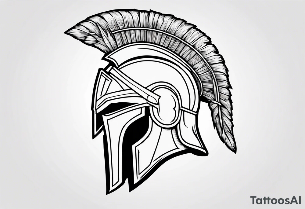 rectangular landscape format ultra-fine line linework vector of a spartan from the side, spartan spear, spartan shield, laurel wreath tattoo idea