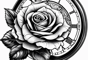 Rose and clock tattoo idea