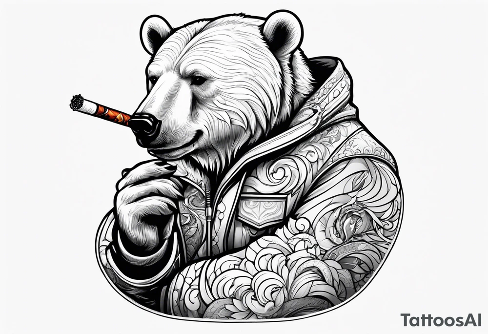 polar bear smoking cigarette tattoo idea
