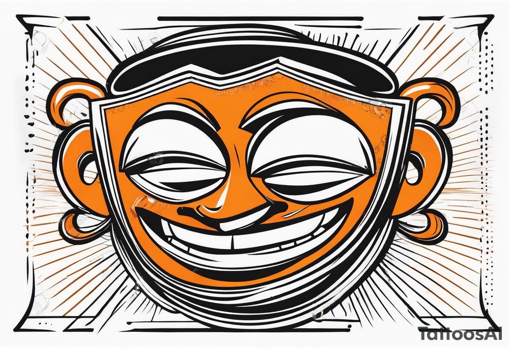 Laughing mask that is orange and black simplistic tattoo idea
