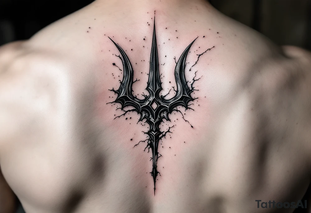 trident coming out of skin effect tattoo idea