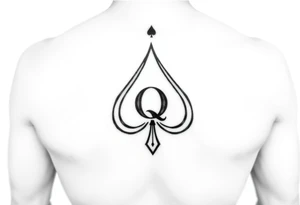 A spade womb tattoo with a Q in the center, with three points around the outside. The first reading, "BLACK". The second reading, "seed". The third reading, "ONLY". tattoo idea