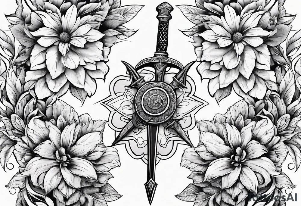 sword
sword true flower
fine line
gentle
thin lines
floral design tattoo idea