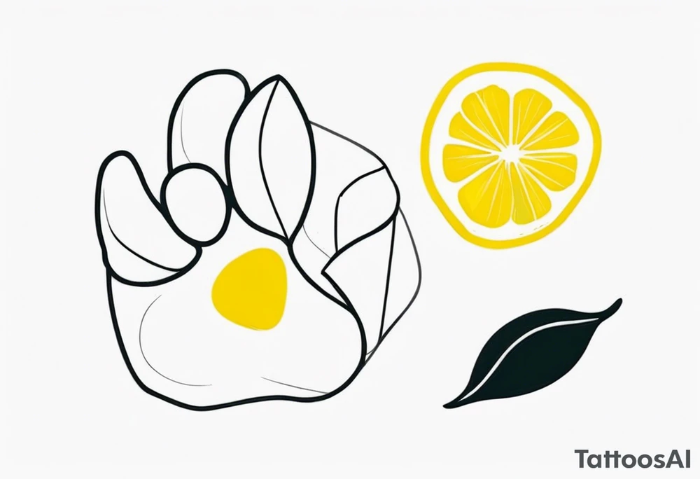 a lemon and a cat paw tattoo idea