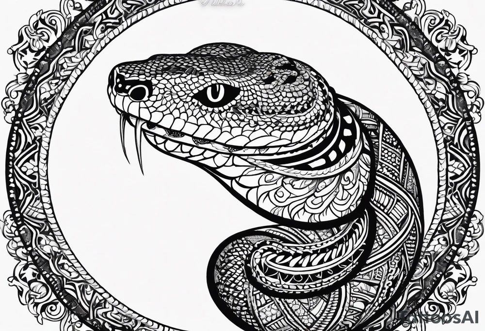 Rattlesnake mandala henna black tattoo design tattoo idea