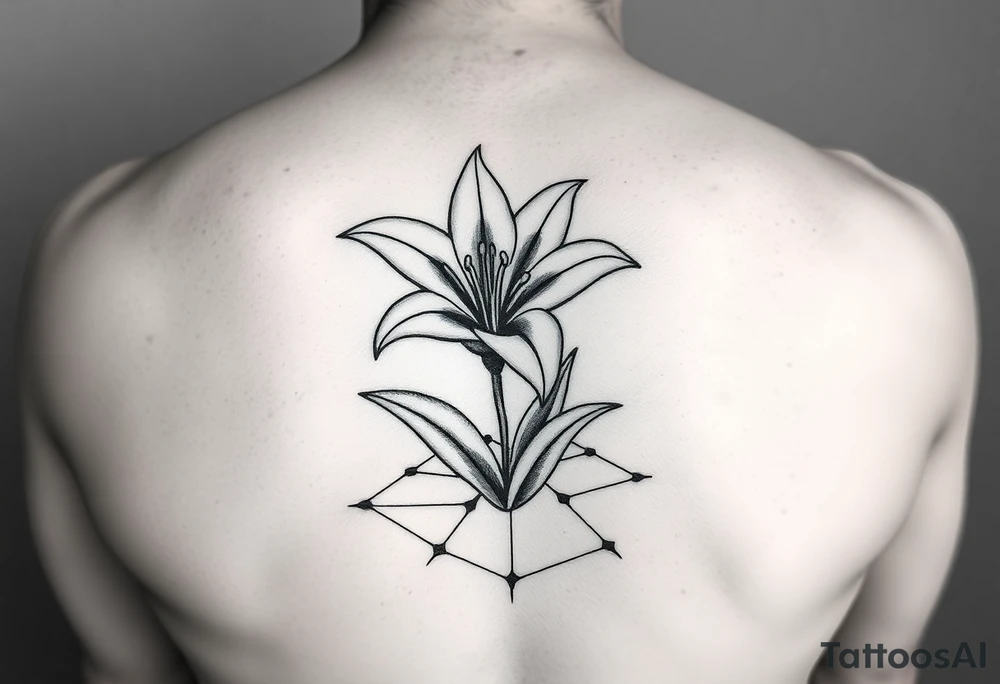 bathroom with lily coming up out of tile floor tattoo idea