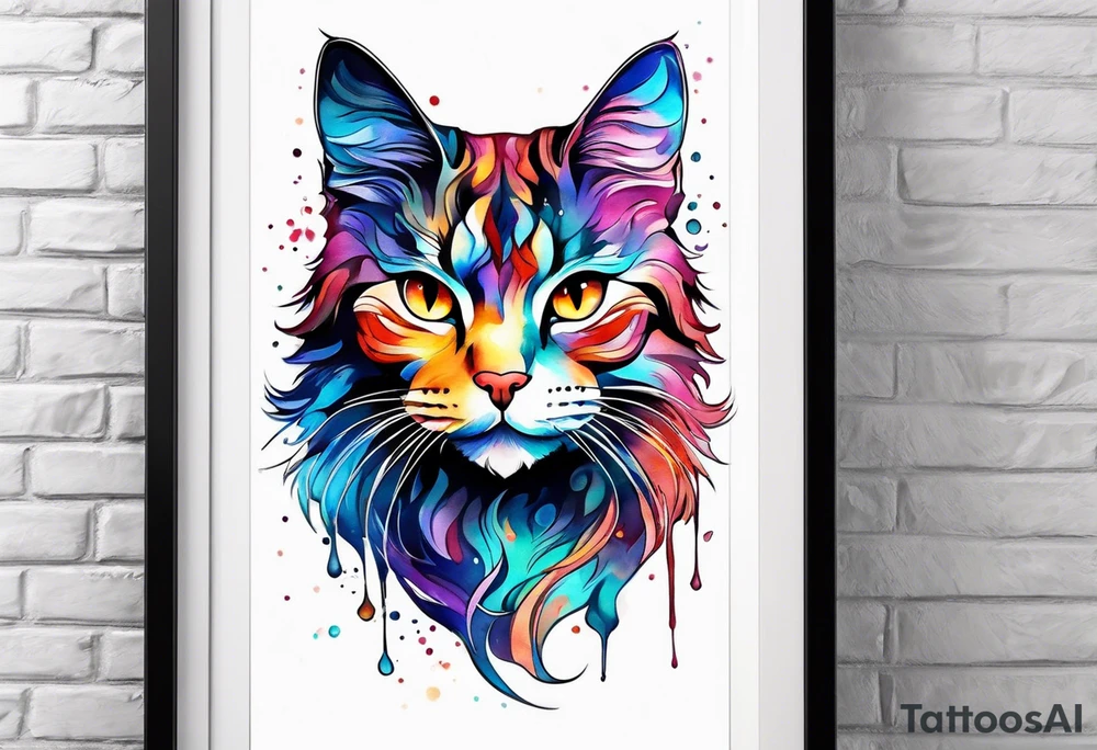 Water color cat tattoo idea