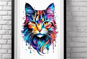 Water color cat tattoo idea