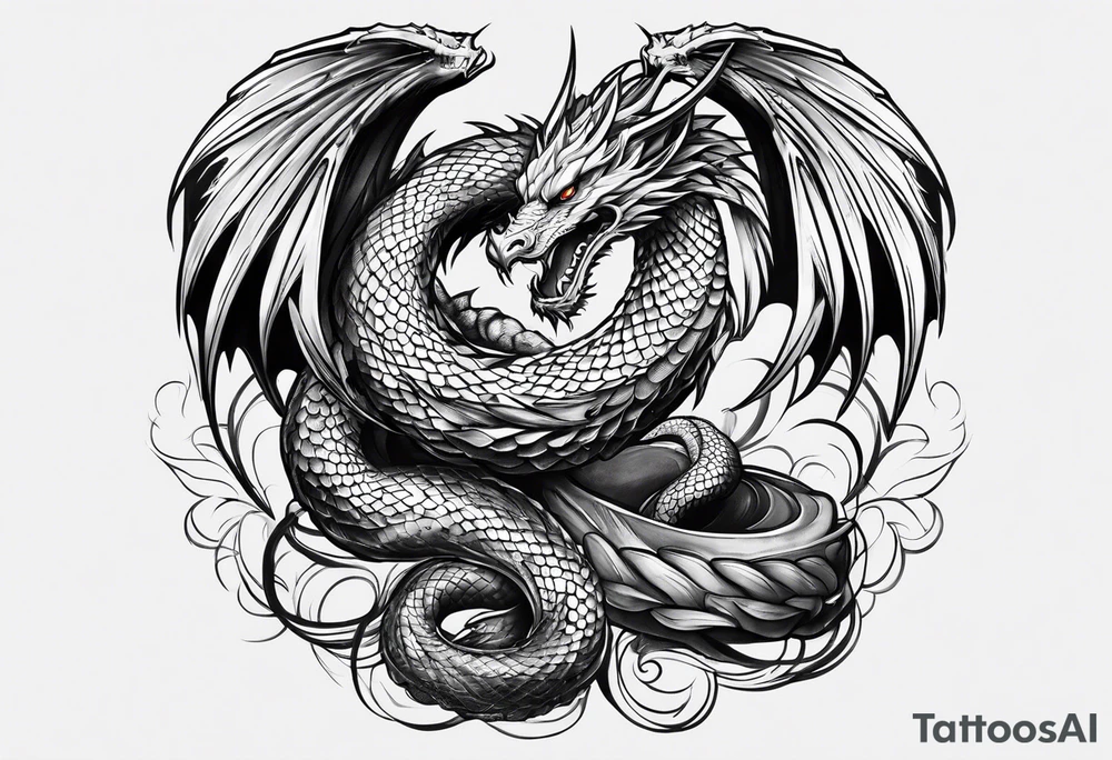 Dragon snake angel tattoo idea