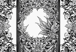 Leafy vines with sword tattoo idea