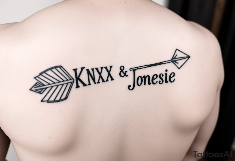 Rustic western arrow with 2 unique ideas representing my children a boy and a girl named Knox and Jonesie tattoo idea