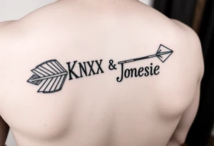 Rustic western arrow with 2 unique ideas representing my children a boy and a girl named Knox and Jonesie tattoo idea