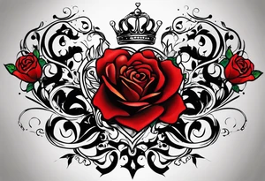 the red rose queen's crown with a heart tattoo idea