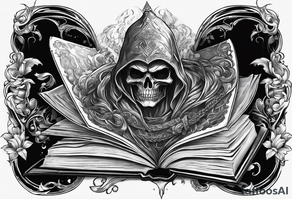 wraith coming out of a book tattoo idea