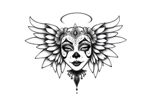 Chicana beautiful clown makeup angel wings tattoo idea