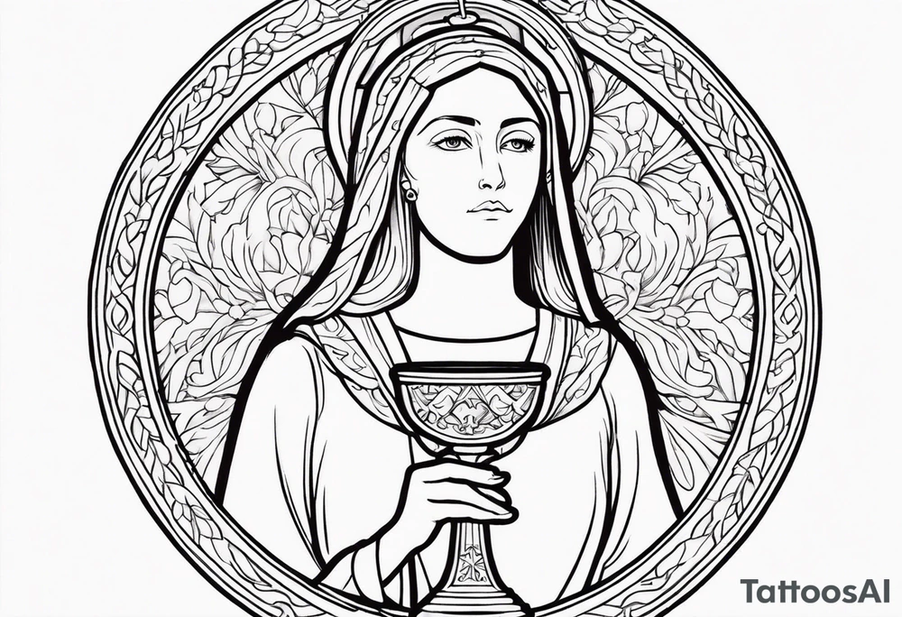 Saint Barbara  full body 
holding a chalice tattoo idea