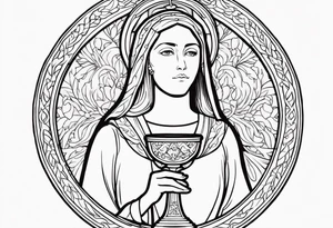 Saint Barbara  full body 
holding a chalice tattoo idea