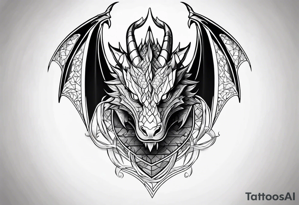 Dragon protecting a heart tattoo idea