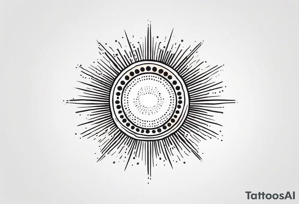simple sunshine shape made of dots, looks like sun's rays are radiating from centre tattoo idea