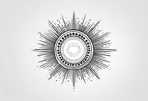 simple sunshine shape made of dots, looks like sun's rays are radiating from centre tattoo idea