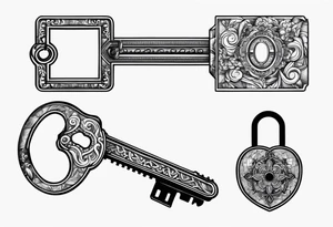 a keychain with differents keys just lines tattoo idea