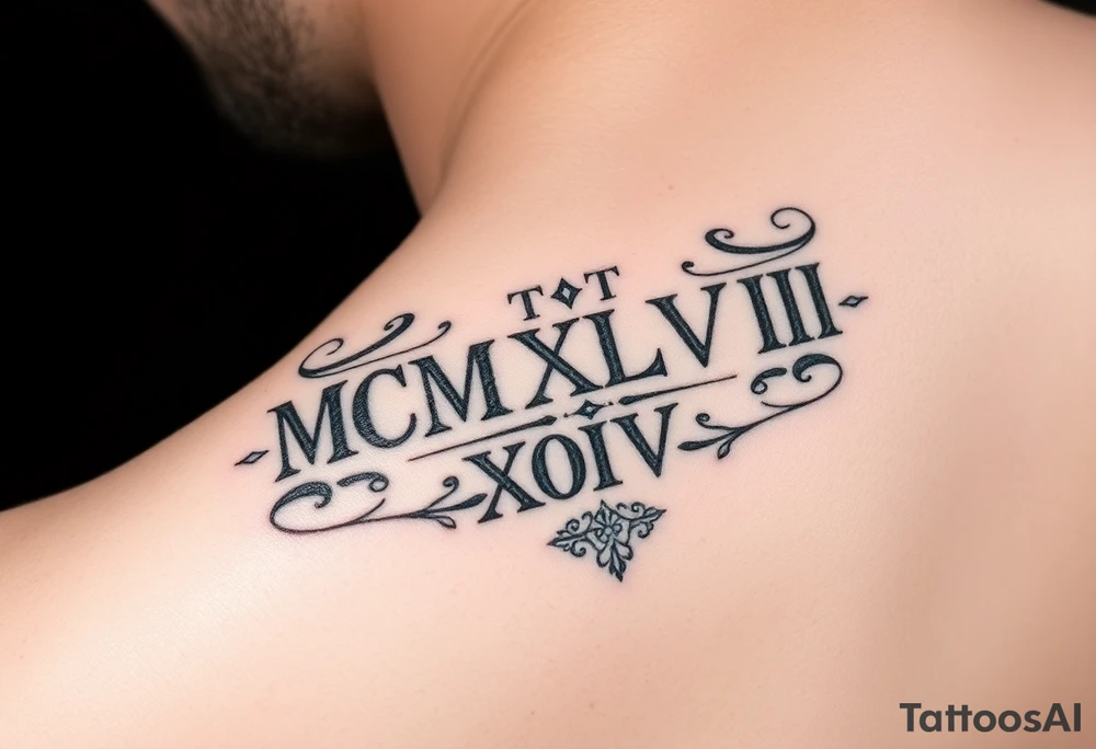 MCMXLVII XIV on forarm going up it tattoo idea