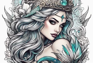 Mermaid with knife tattoo idea