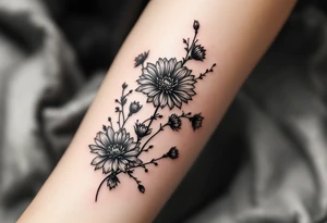 Thick Wildflowers in a line with a lot of dark shading tattoo idea