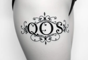 text reading "QOS" across a womb tattoo tattoo idea
