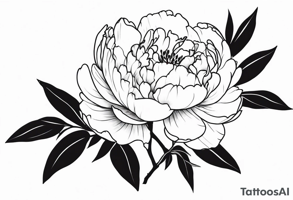 peony with twig tattoo idea