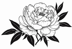 peony with twig tattoo idea