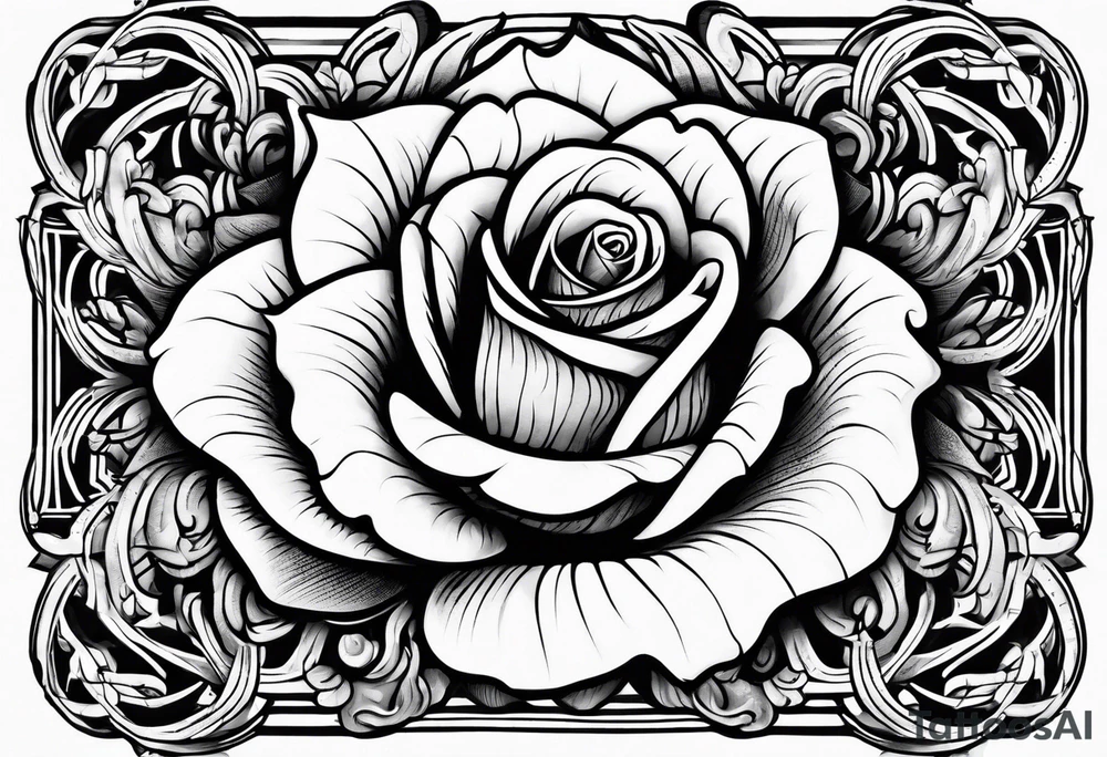 rose from which you can see the head of a snake tattoo idea