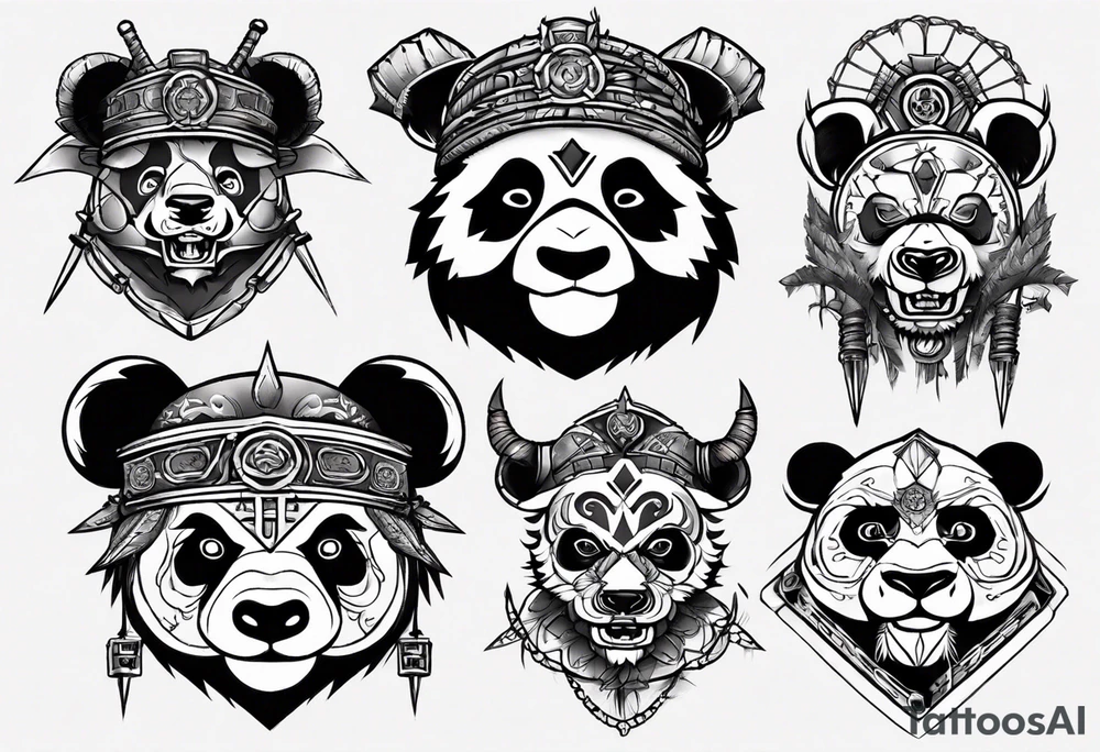 Scottish warrior panda tattoo idea