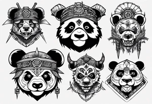 Scottish warrior panda tattoo idea
