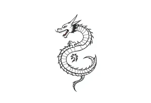 Beautiful asian dragon in the shape of an ouroboros eating its own tail tattoo idea