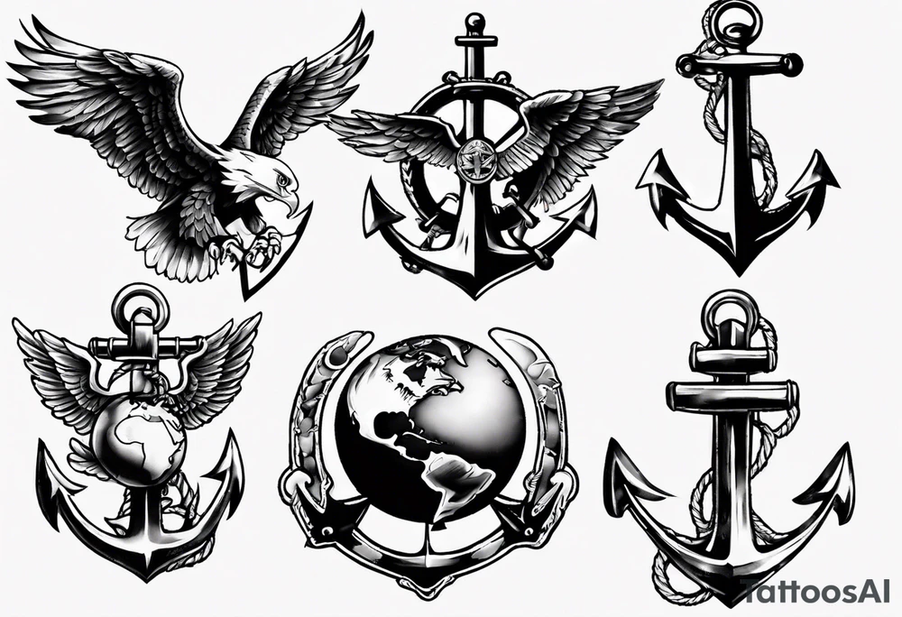 Cross with marine corps eagle globe and anchor tattoo idea