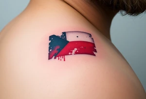 A distressed Czech flag with a grunge texture, giving it a bold, rugged, and rebellious feel tattoo idea