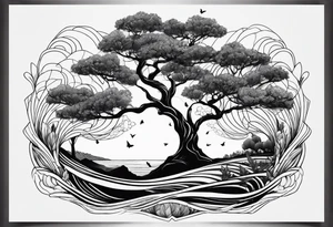 Konzept Tattoo, trees, tulips, waves mythology tattoo idea