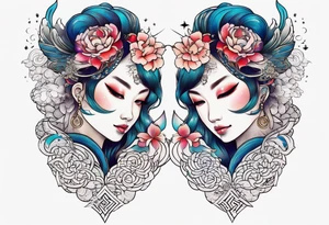 tattoo with names Mina and Han inspired with galaxy tattoo idea