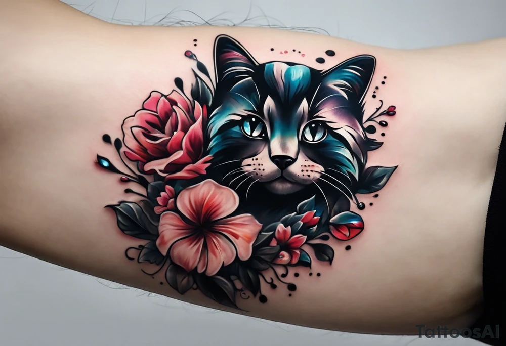 Hi. I want to make a tattoo sketch. The tattoo will be located on the inside of the forearm. starting from the wrist. The tattoo consists of important moments in my life. This is a cast of a cat's paw, COCC - the abbreviation of my girls, COVID-19 or corona, a minor car accident, BMW, a crossed out hemp leaf, can you tell me? tattoo idea